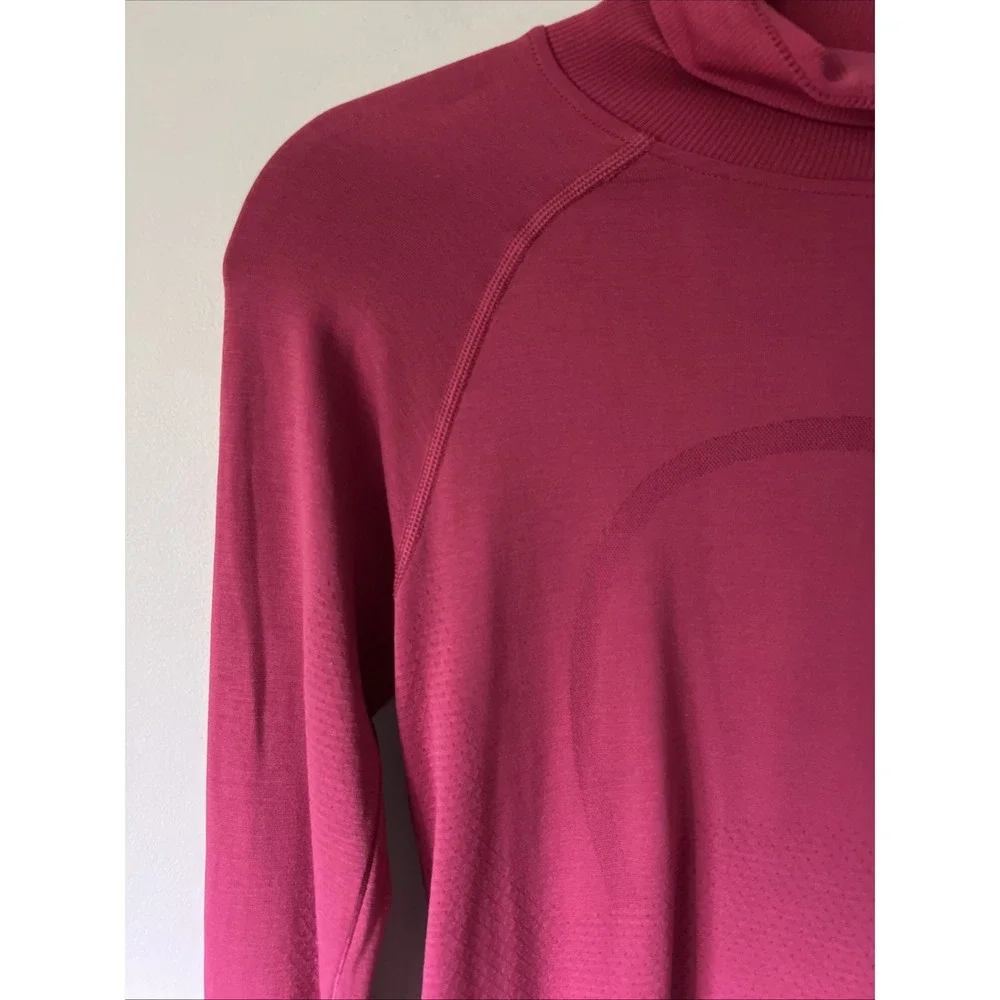Lululemon Swiftly Speed Turtleneck Top Run Berry Pink Sz 4 Slim Fit Long Sleeve